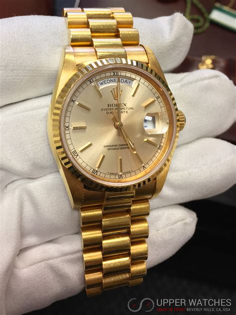 rolex day date president gents 18ct gold 18238|Rolex 18238 price.